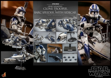 |HOT TOYS - Star Wars -The Clone Wars - 1/6 - Heavy Weapons Clone Trooper & BARC Speeder with Sidecar
